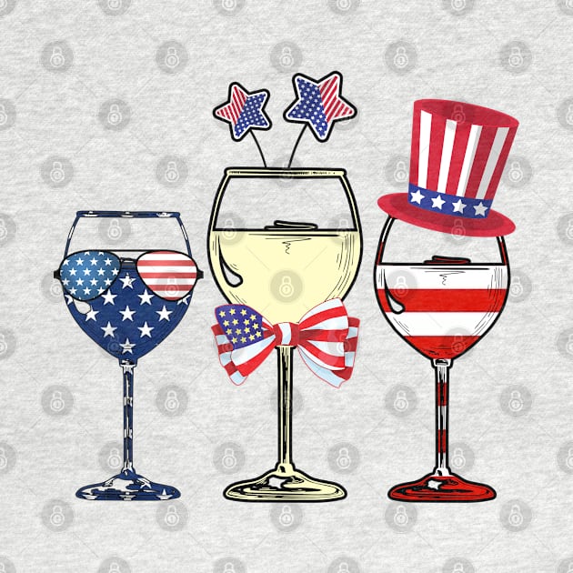 Red White Blue Wine Glasses American Flag by dreadtwank